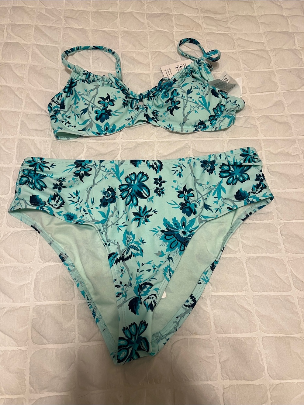 Cupshe Aqua Floral Underwire Bikini Set